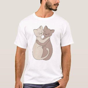 Illustratie van katten die elkaar omhelzen als tek t-shirt
