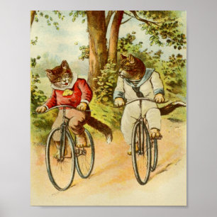 Illustratie van  kattenrijwielassen poster