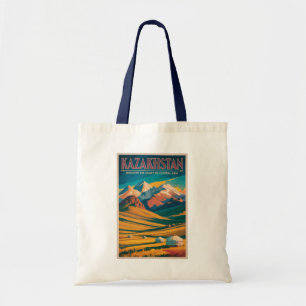 Illustratie van Kazachse steppen Reis Kunst Vintag Tote Bag
