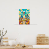 Illustratie van Kazachstan Reis Kunst Vintage Poster (Keuken)