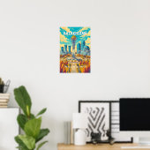 Illustratie van Kazachstan Reis Kunst Vintage Poster (Thuiskantoor)