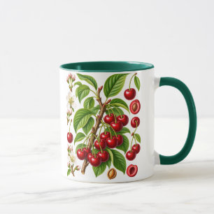 Illustratie van kersen in vintage botanische stijl mok