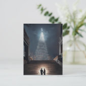 Illustratie van kerstboom in stedelijke omgeving briefkaart (Staand voorkant)