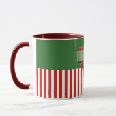 Illustratie van kerstman met cadeaudoos mok (Links)