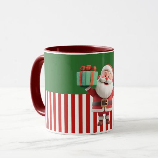 Illustratie van kerstman met cadeaudoos mok (Voorkant links)
