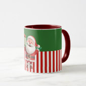Illustratie van kerstman met cadeaudoos mok (Voorkant rechts)