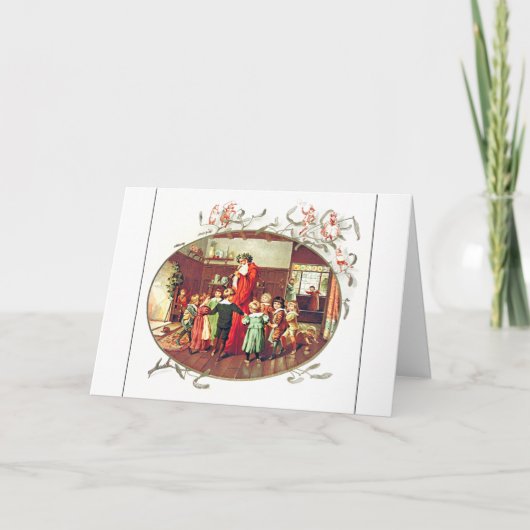 Illustratie van kerstman met kinderen kaart (Voorkant)