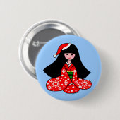Illustratie van Kimono Girl-Cartoon Ronde Button 5,7 Cm (Voorkant /achterkant)