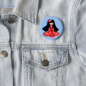 Illustratie van Kimono Girl-Cartoon Ronde Button 5,7 Cm (In situ)