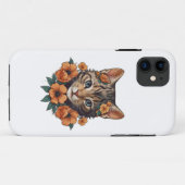 Illustratie van kitten hoofd fantasie bloemen Case-Mate iPhone case (Achterkant (horizontaal))