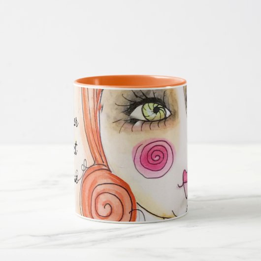 Illustratie van klein meisje Red Hair Cute Fun Mok (Midden)