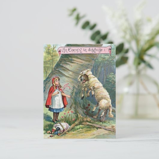  illustratie van kleine rode rode slechthout briefkaart (Staand voorkant)