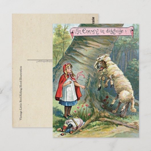  illustratie van kleine rode rode slechthout briefkaart (Voorkant / Achterkant)