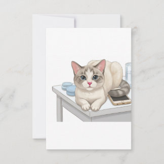 Illustratie van knappe kat "BB" met blauwe ogen Bedankkaart