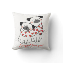 Illustratie van knuffelend Pugs-koppel met harten