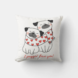 Illustratie van knuffelend Pugs-koppel met harten Kussen