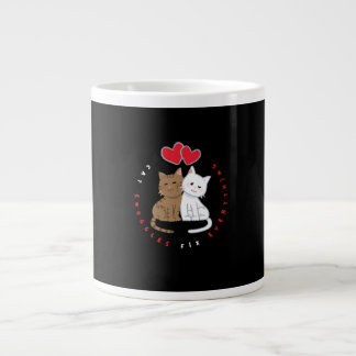 Illustratie van knuffelende kattenliefde grote koffiekop