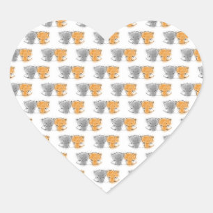 Illustratie van knuffelende pluizige katjes Kat Ku Hart Sticker