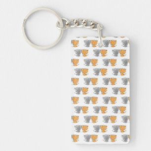 Illustratie van knuffelende pluizige katjes Kat Ku Sleutelhanger