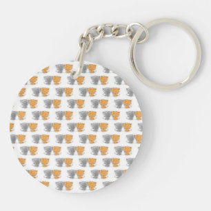 Illustratie van knuffelende pluizige katjes Kat Ku Sleutelhanger