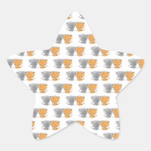 Illustratie van knuffelende pluizige katjes Kat Ku Ster Sticker