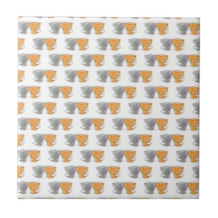 Illustratie van knuffelende pluizige katjes Kat Ku Tegeltje