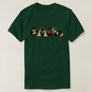 Illustratie van knuffelige zwarte katten die boeke t-shirt