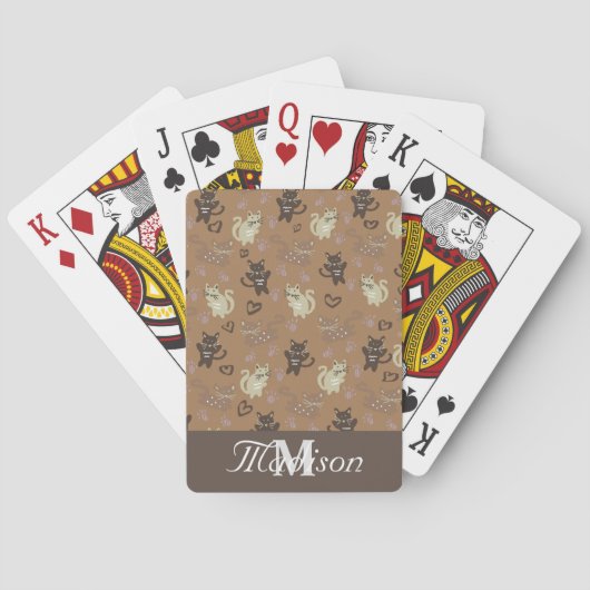 Illustratie van knuffelkat met monogramnaam pokerkaarten (Achterkant)