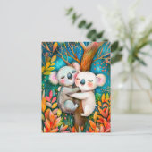 Illustratie van koala's die in eucalyptusbossen kn briefkaart (Staand voorkant)