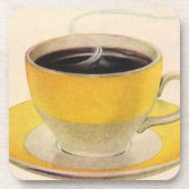 Illustratie van koffie in een gele kop bier onderzetter (Voorkant)