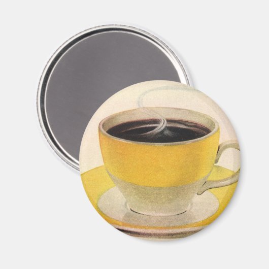 Illustratie van koffie in een gele kop magneet (Voorkant / Achterkant)