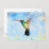 Illustratie van kolibrie in waterverf, mooi briefkaart (Voorkant / Achterkant)
