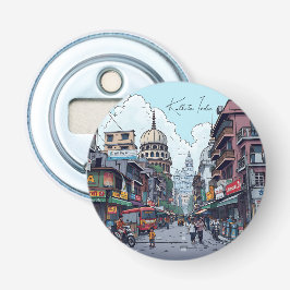 Illustratie van Kolkata, India Button Flesopener