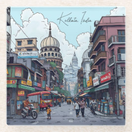 Illustratie van Kolkata, India Glazen Onderzetter