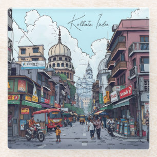 Illustratie van Kolkata, India Glazen Onderzetter
