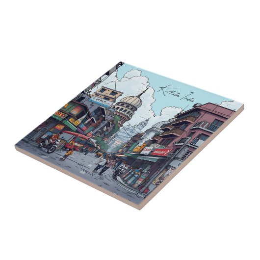 Illustratie van Kolkata, India Tegeltje (Zijkant)