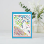 Illustratie van kunstwitte kat briefkaart (Staand voorkant)