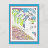 Illustratie van kunstwitte kat briefkaart (Voorkant)