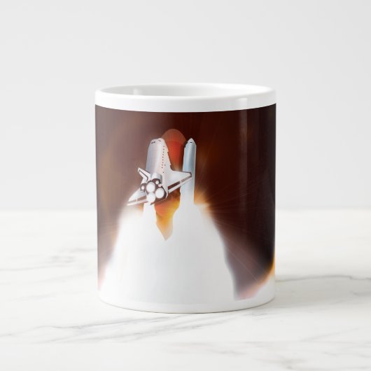 Illustratie van lancering van spaceshuttle grote koffiekop (Voorkant)