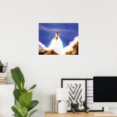 Illustratie van lancering van spaceshuttle poster (Thuiskantoor)
