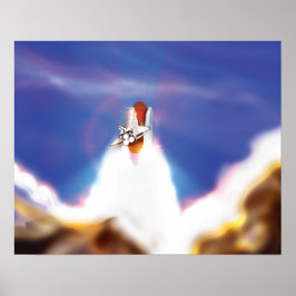 Illustratie van lancering van spaceshuttle poster