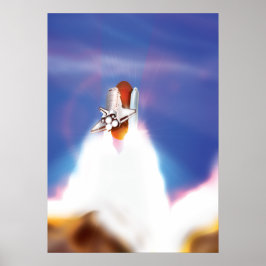Illustratie van lancering van spaceshuttle poster