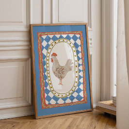 Illustratie van landelijke kip poster