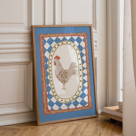 Illustratie van landelijke kip poster