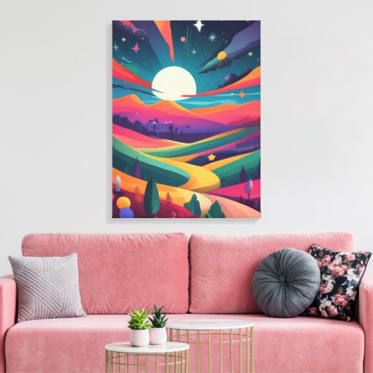 Illustratie van Landschap Canvas Afdruk (Insitu (Woonkamer))
