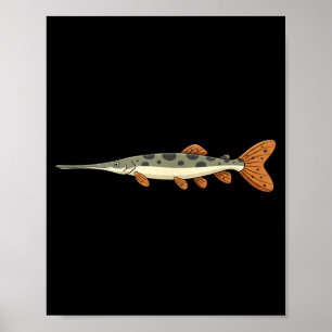 Illustratie van langneusgars vissen voor angler me poster