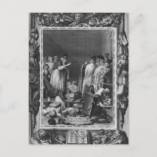 Illustratie van "Le Lutrin" door Nicolas Briefkaart (Voorkant)