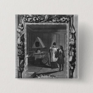Illustratie van "Le Lutrin" door Nicolas Vierkante Button 5,1 Cm