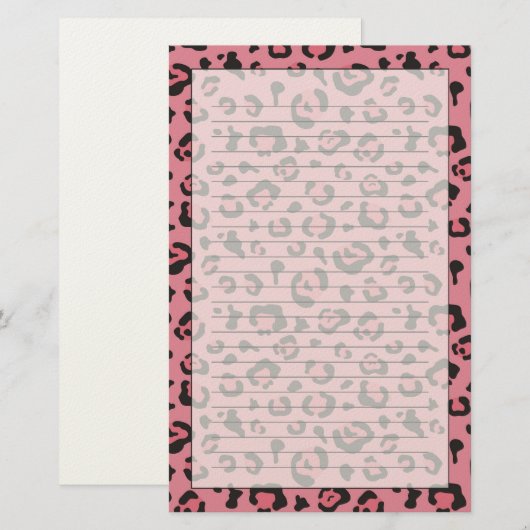 Illustratie van Leopard Pink Animal Briefpapier (Voorkant / Achterkant)