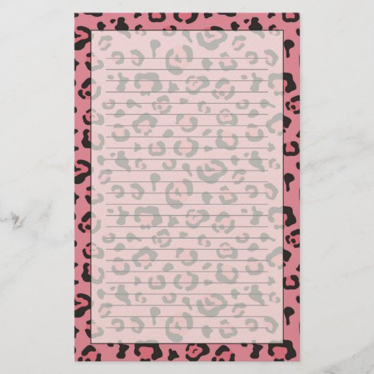 Illustratie van Leopard Pink Animal Briefpapier (Voorkant)